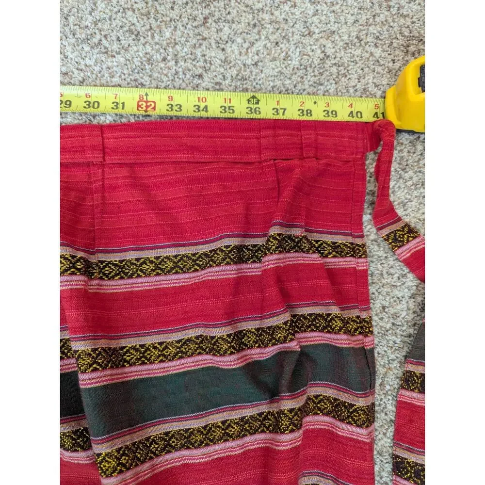 Vintage M Striped Wrap Skirt Piankusol Made in Thailand Boho Resort Vacation